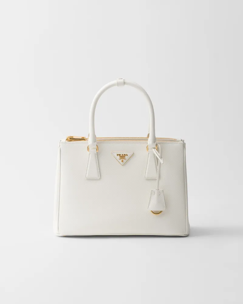 Prada Mittelgroße  Galleria Tasche aus Saffiano-Leder Weiss