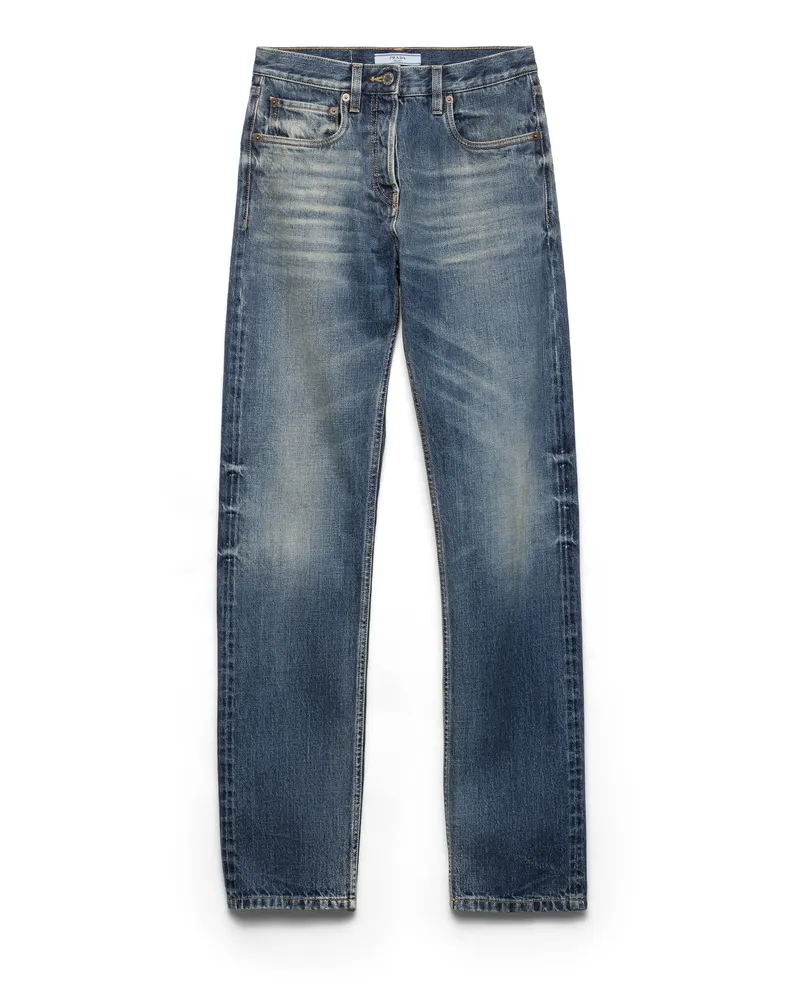 Prada Tapered-jeans Aus Selvedge Denim, Damen, Blau, Größe Blau