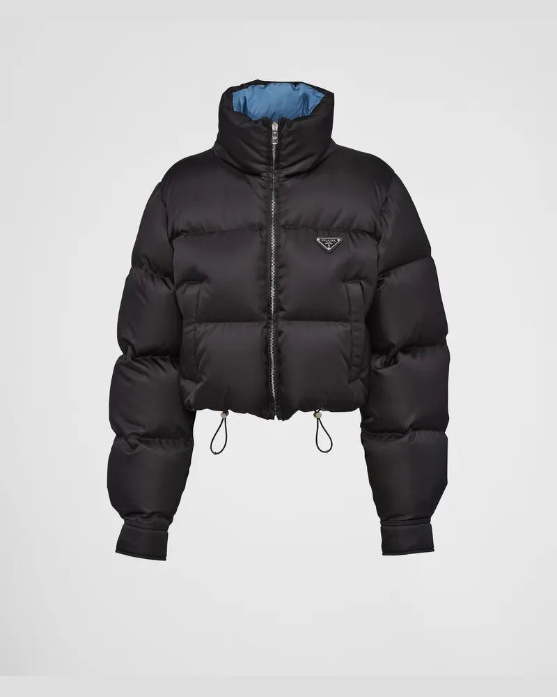 Prada Kurze Daunenjacke aus Re-Nylon Schwarz