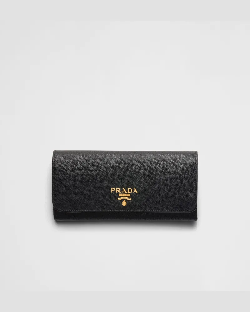 Prada Große Geldbörse aus Saffiano-Leder Schwarz
