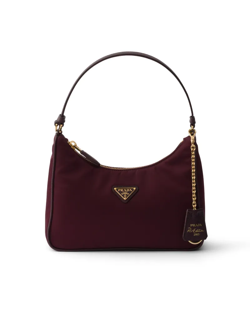 Prada Re-edition 2005 Mini Bag Aus Re-nylon , Damen, Burgunderrot Burgunderrot