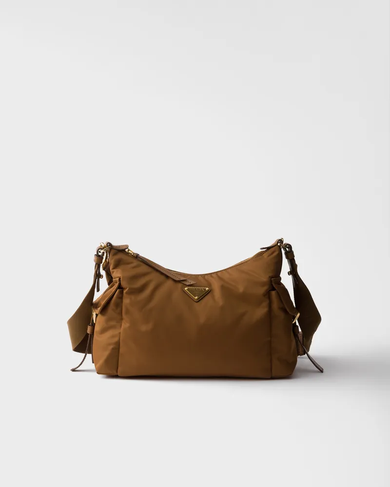 Prada Explore große Tasche aus Re-Nylon und Leder Brandy