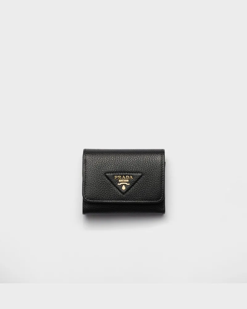 Prada Kleine Geldbörse aus Leder Schwarz