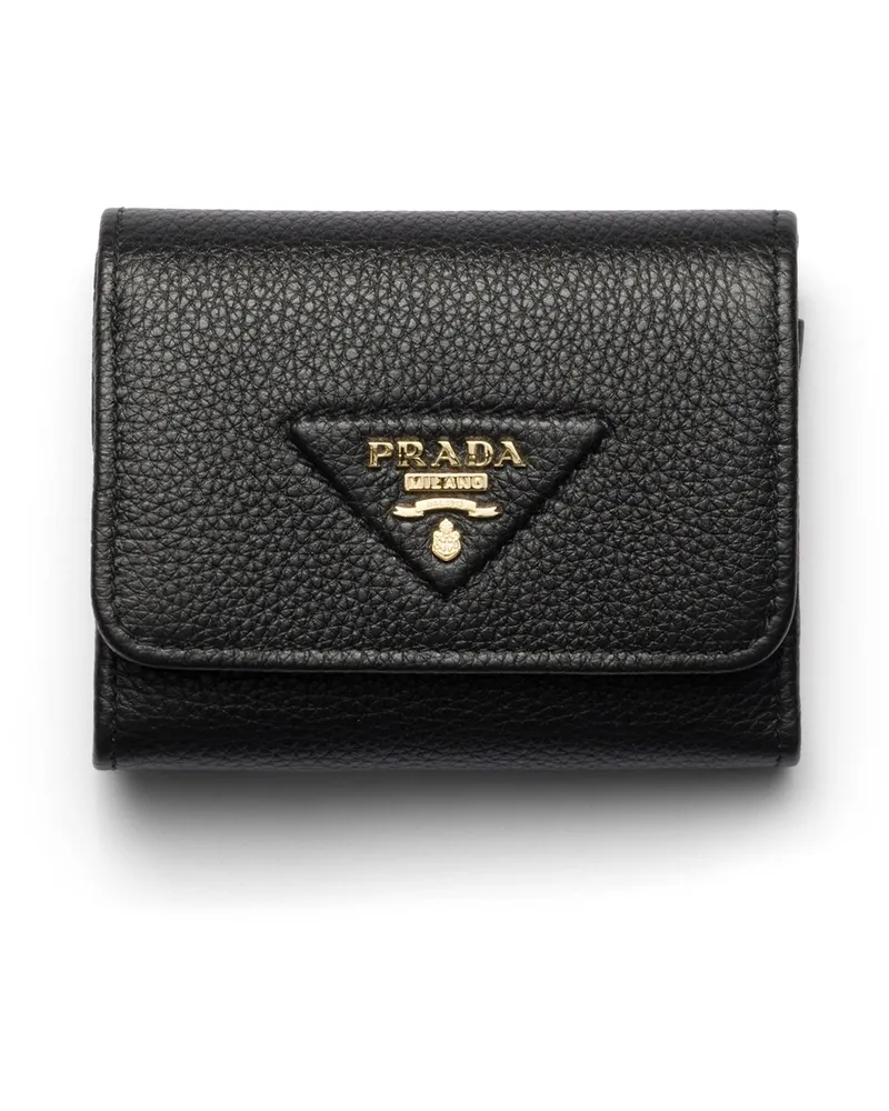 Prada Kleine Geldbörse Aus Leder, Damen, Schwarz Schwarz