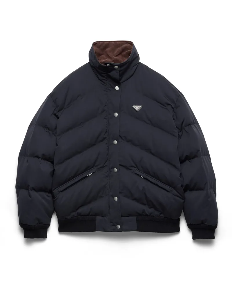 Prada Daunenjacke Aus Kompakter Popeline Mittlerer Stärke, Damen, Schwarz, Größe Schwarz