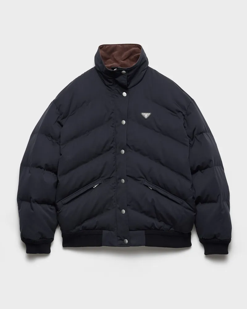 Prada Daunenjacke aus kompakter Popeline mittlerer Stärke Schwarz
