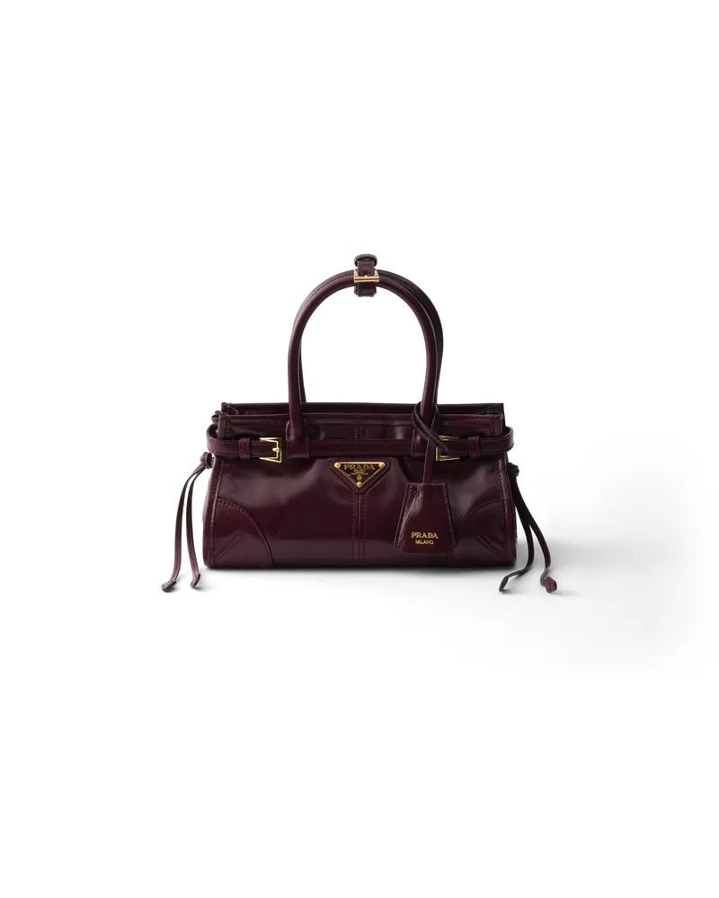 Prada Bonnie Mini Bag Aus Leder, Damen, Burgunder Burgunder