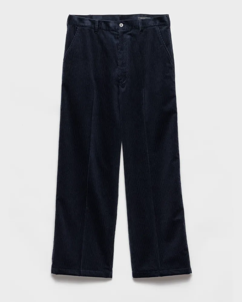 Prada Hose aus Kaschmir und Baumwollcord Blau