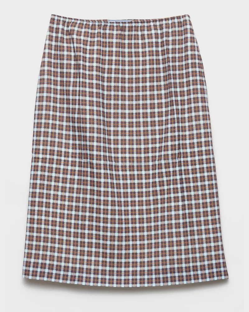 Prada Rock aus Stretch-Georgette mit Vichy-Karo Türkis