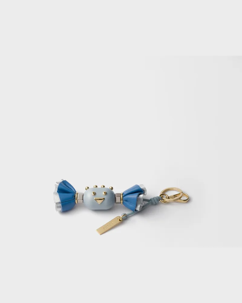 Prada Candy Plexiglas und Leder Schlüsselring Taschenanhänger Wellenblau