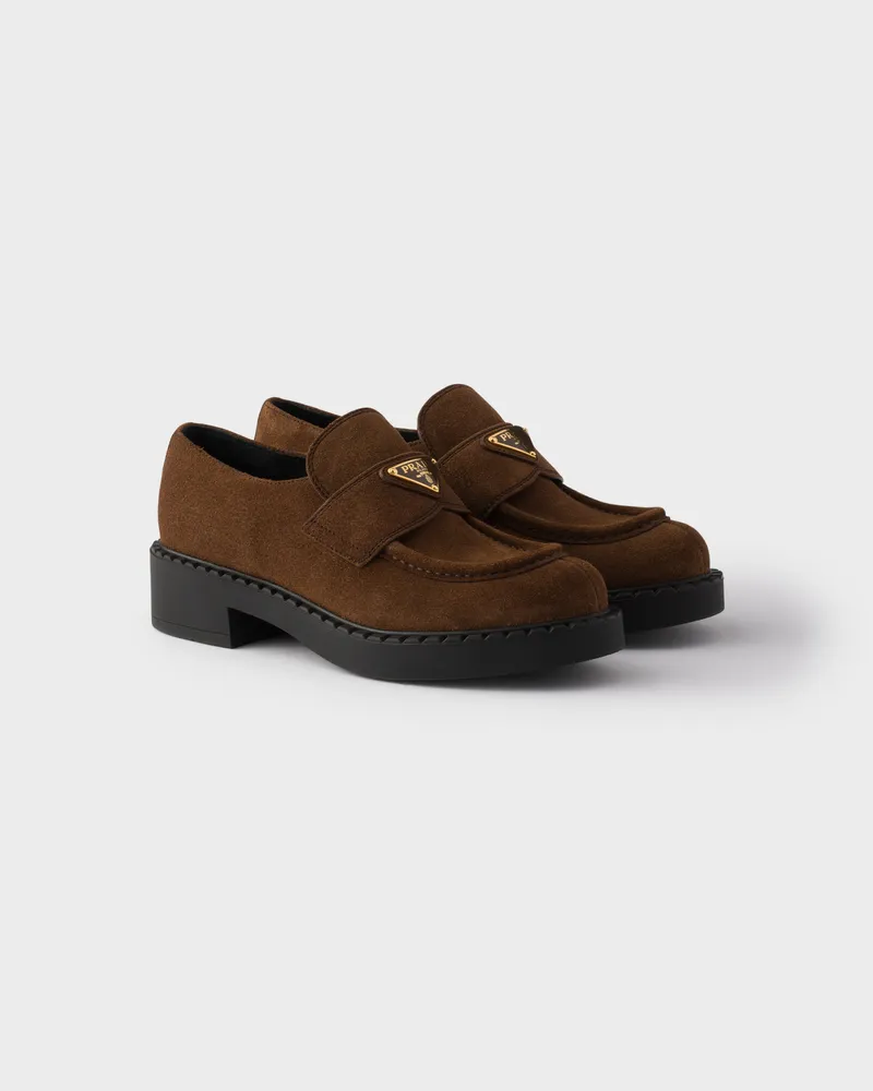 Prada Chocolate Loafer aus Wildleder Kakaobraun