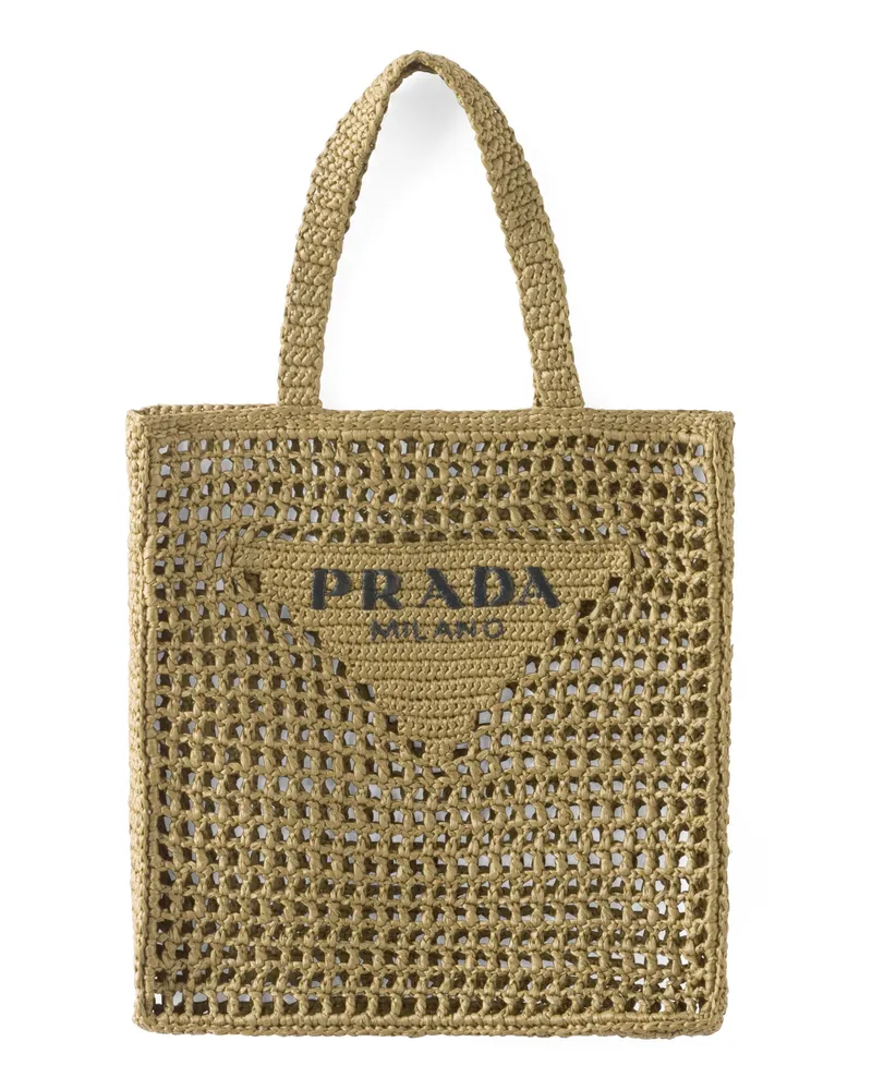Prada Gehäkelte Tote Bag, Damen, Olivgrün Olivgrün