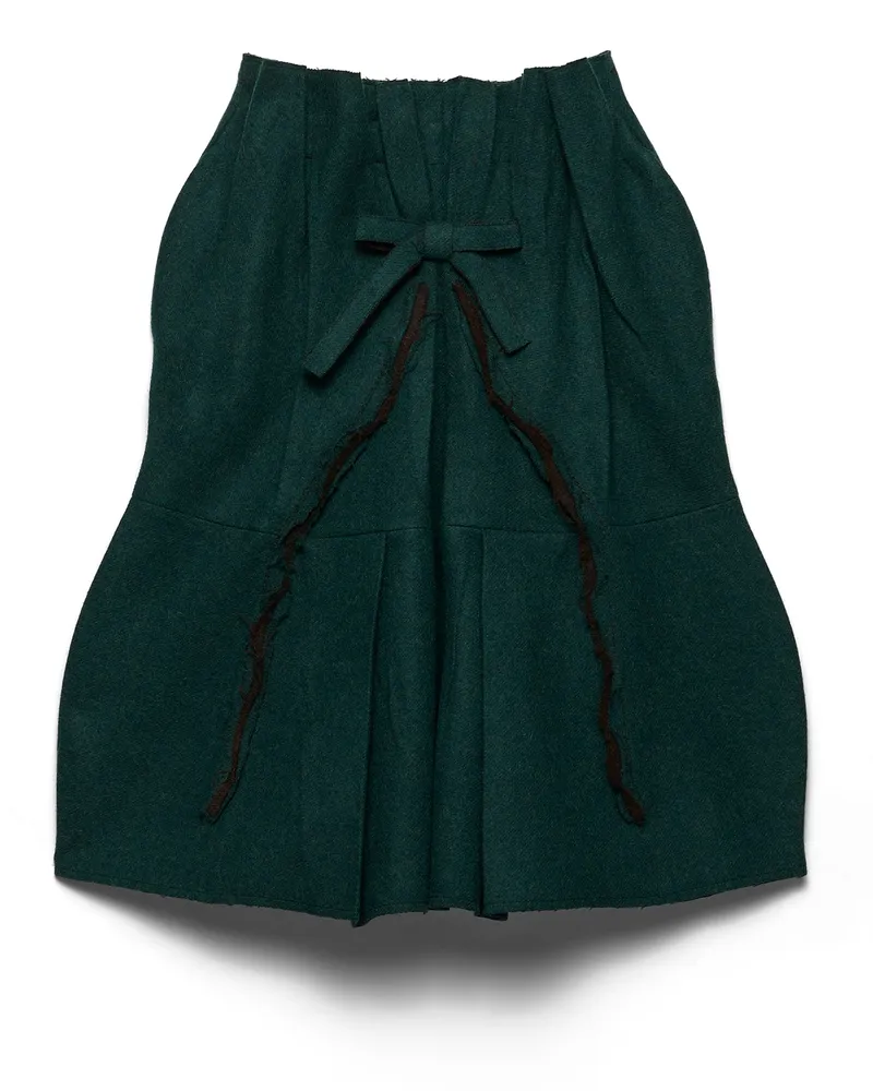 Prada Midirock Aus Shetlandwolle, Damen, Flaschengrün, Größe Flaschengrün