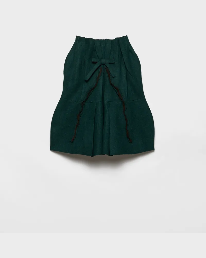 Prada Midirock aus Shetlandwolle Flaschengrün