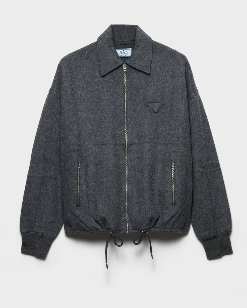 Prada Blousonjacke aus Wolle und Kaschmir Schiefergrau