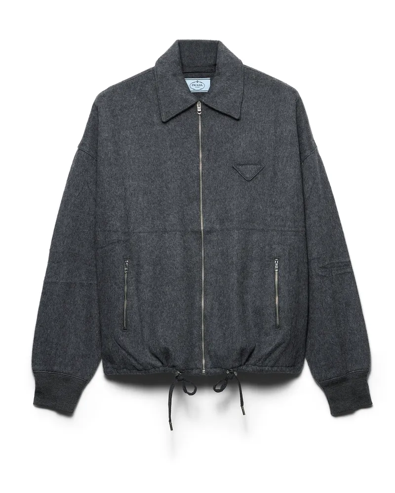 Prada Blousonjacke Aus Wolle Und Kaschmir, Damen, Schiefergrau, Größe Schiefergrau