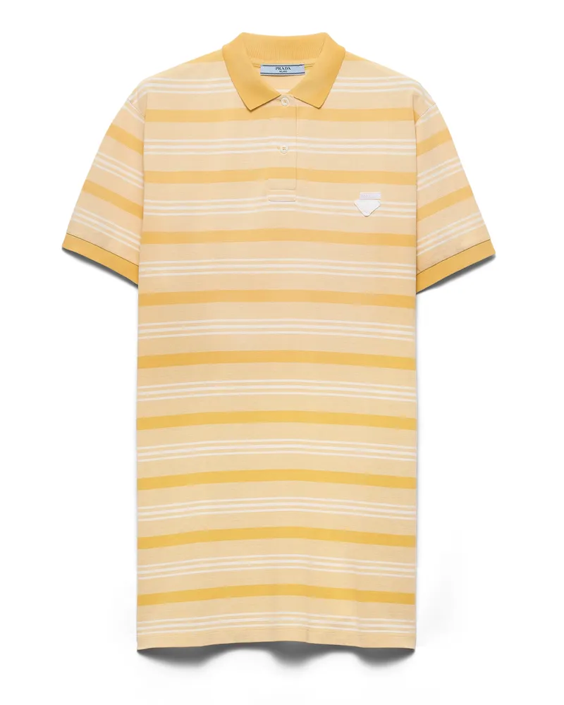 Prada Bayadere-streifen-piqué-minikleid, Damen, Gelb, Größe Gelb