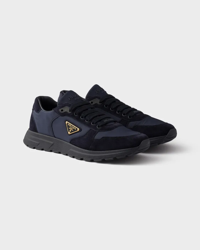 Prada PRAX 2.0 Sneaker aus Re-Nylon und Wildleder Blau