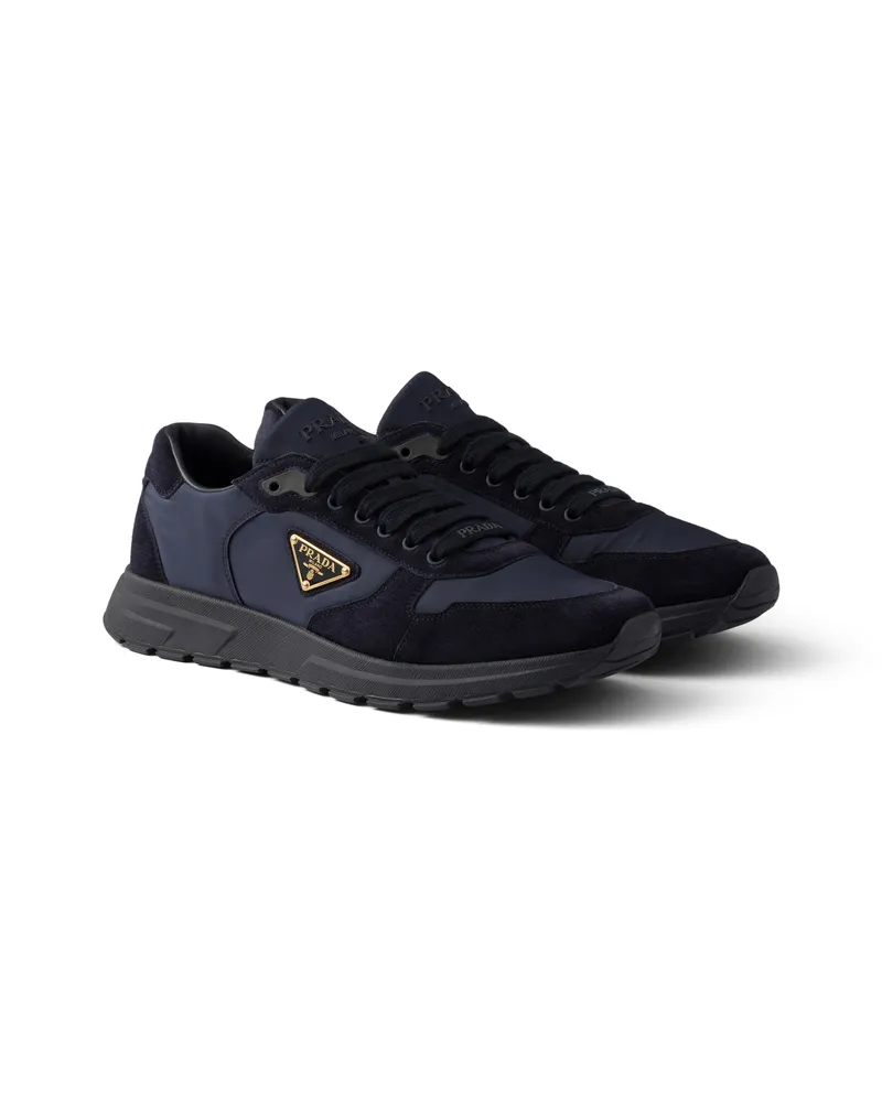 Prada Prax 2.0 Sneaker Aus Re-nylon Und Wildleder, Herren, Blau, Größe 9 Blau