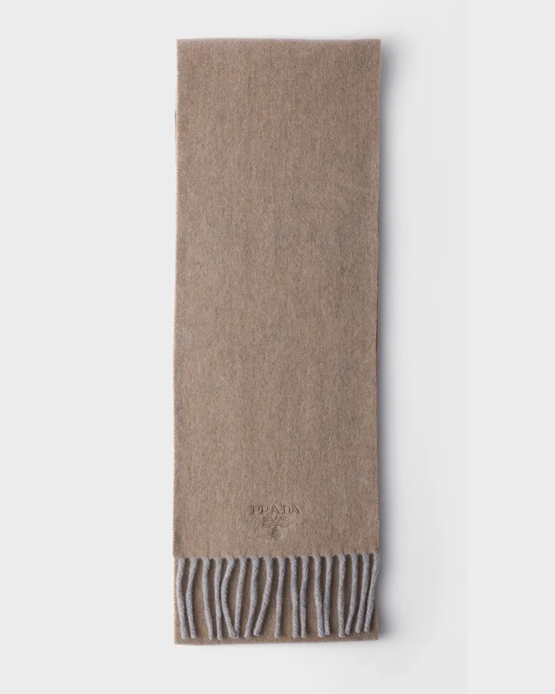 Prada Schal aus Kaschmir und Wolle Taupe