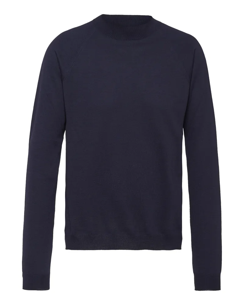 Prada Pullover Aus Kammwolle Mit Rollkragen, Herren, Blau, Größe Blau