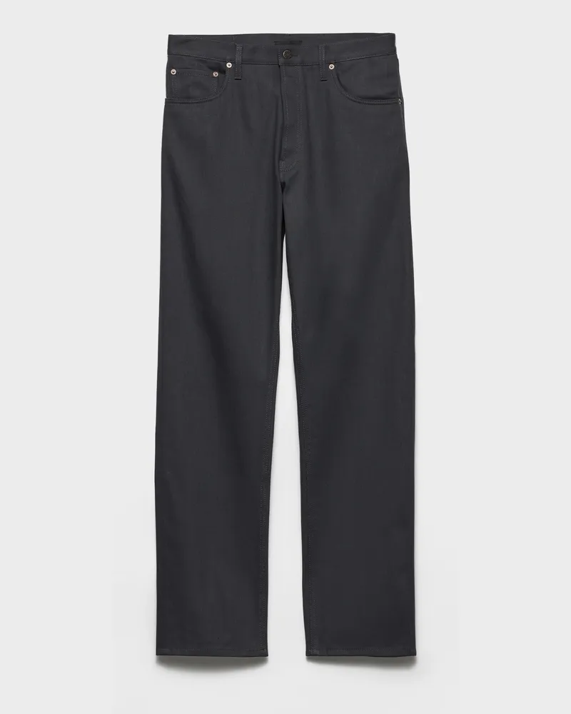 Prada Reguläre Jeans aus Raw Denim Dunkelgrau