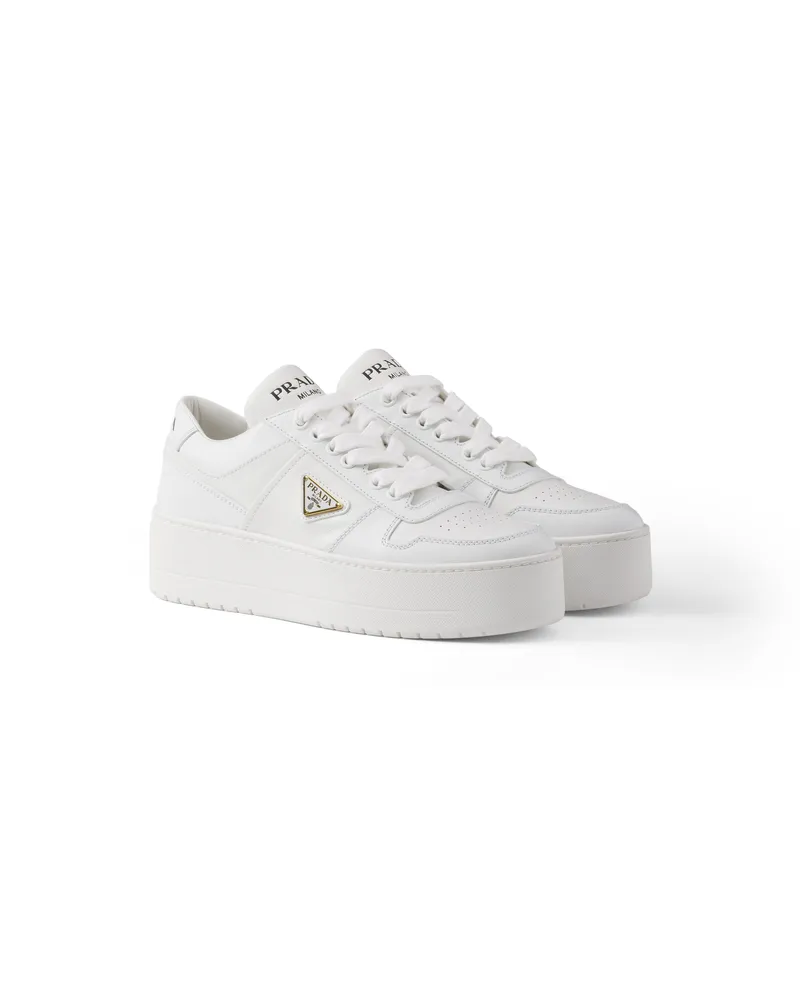 Prada Downtown Bold Sneaker Aus Leder, Damen, Weiss, Größe Weiss