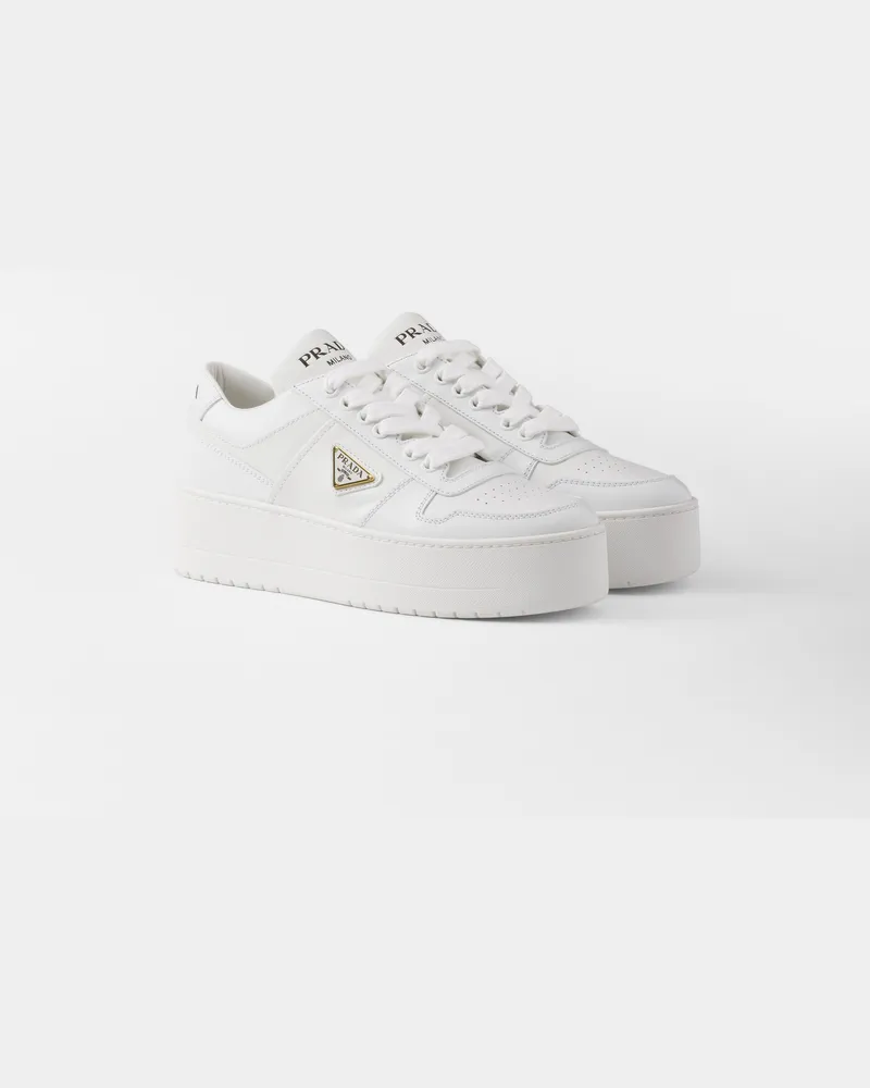 Prada Downtown Bold Sneaker Aus Leder, Damen, Weiss, Größe Weiss