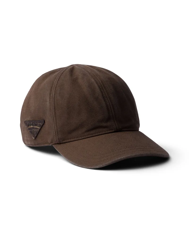 Prada Baseballkappe Aus Baumwolle, Damen, Braun, Größe Braun