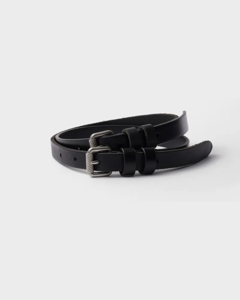 Prada Schmaler Ledergürtel Schwarz