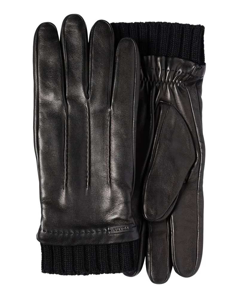 Prada Lederhandschuhe, Herren, Schwarz, Größe 8,5 Schwarz