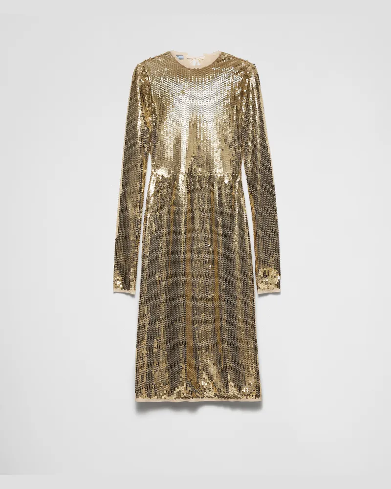 Prada Kleid mit Paillettenbesatz Gold