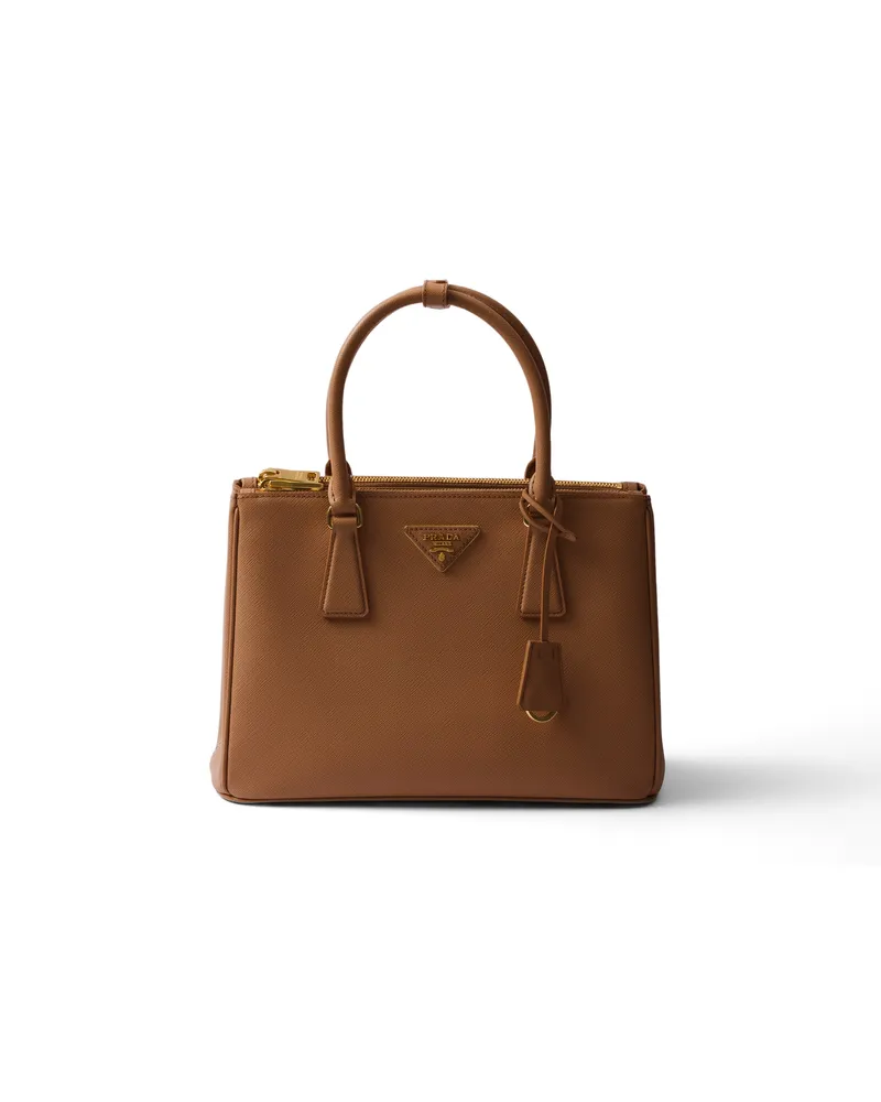 Prada Mittelgroße  Galleria Tasche Aus Saffiano-leder, Damen, Cognac Cognac