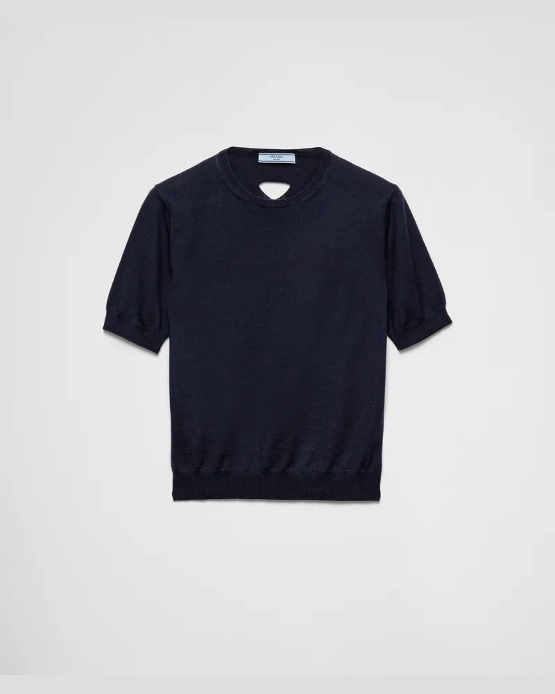 Prada Rundhalspullover aus Wolle Blau
