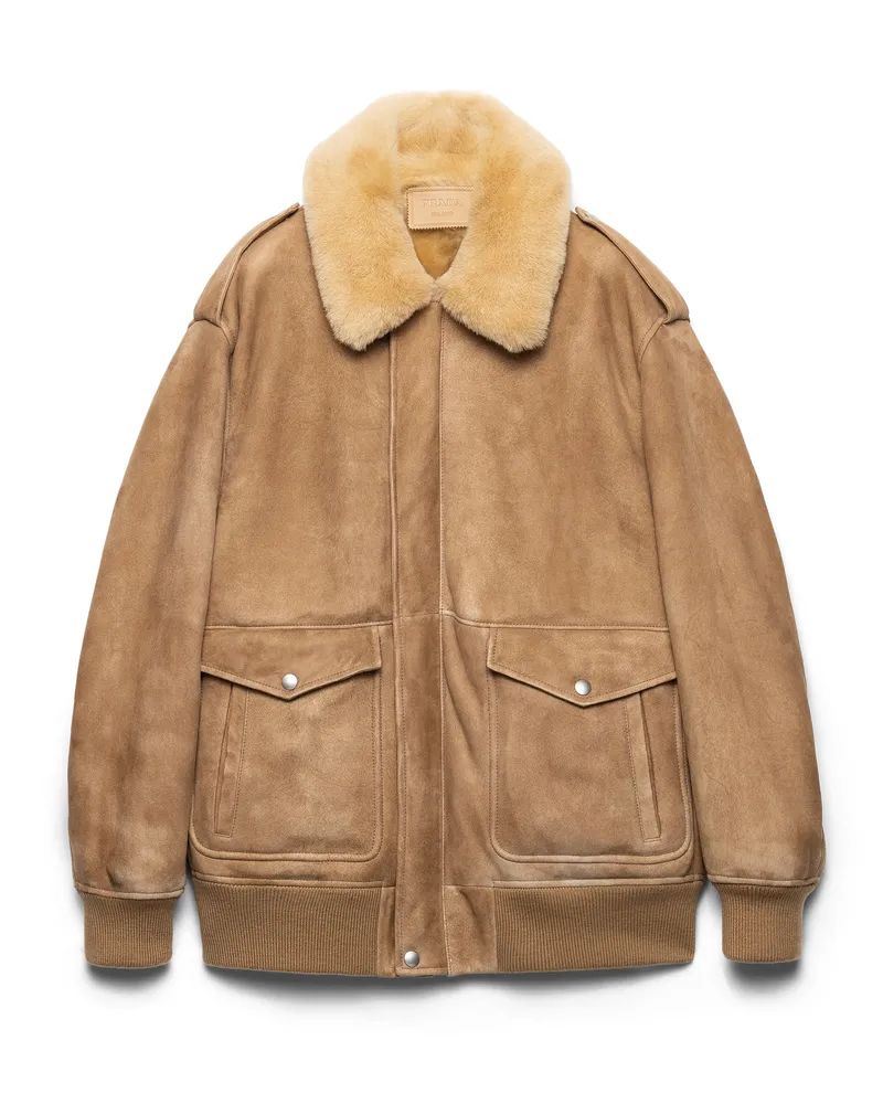Prada Bomberjacke Aus Lammfell, Damen, Kordel, Größe Kordel