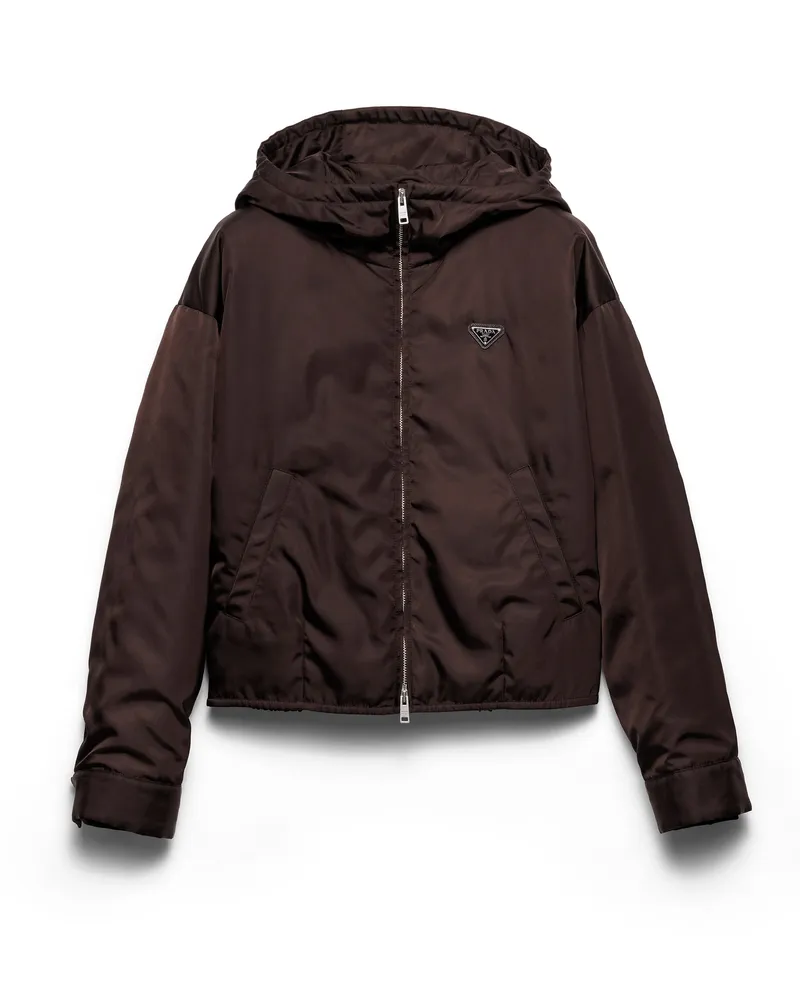 Prada Blousonjacke Aus Re-nylon, Damen, Dunkelbraun, Größe Dunkelbraun