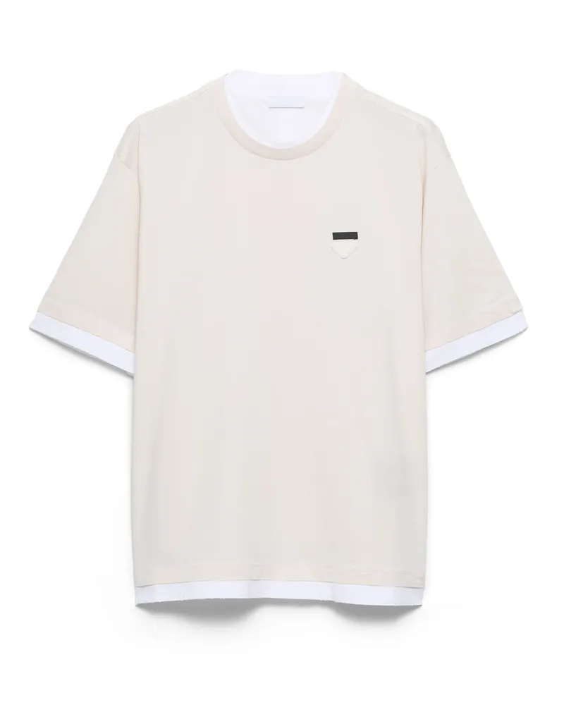 Prada T-shirt Aus Baumwolle, Herren, Talk/weiß, Größe Talk