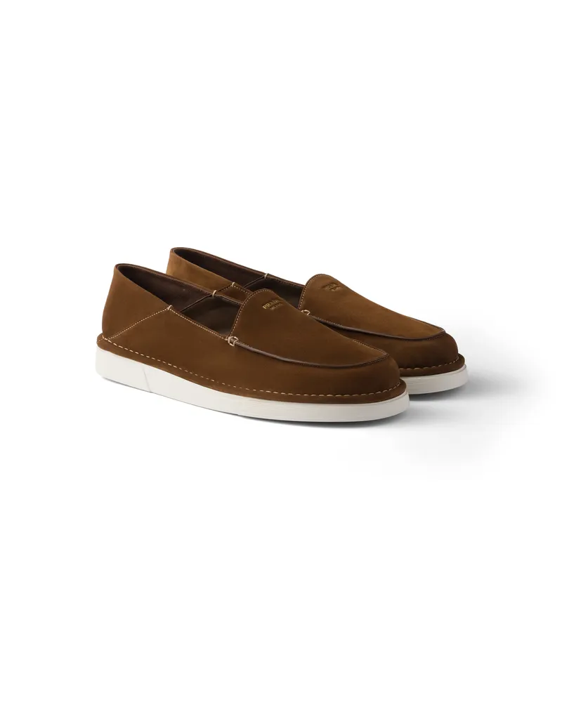 Prada Slip-ons Aus Wildleder, Herren, Kakaobraun, Größe 9 Kakaobraun