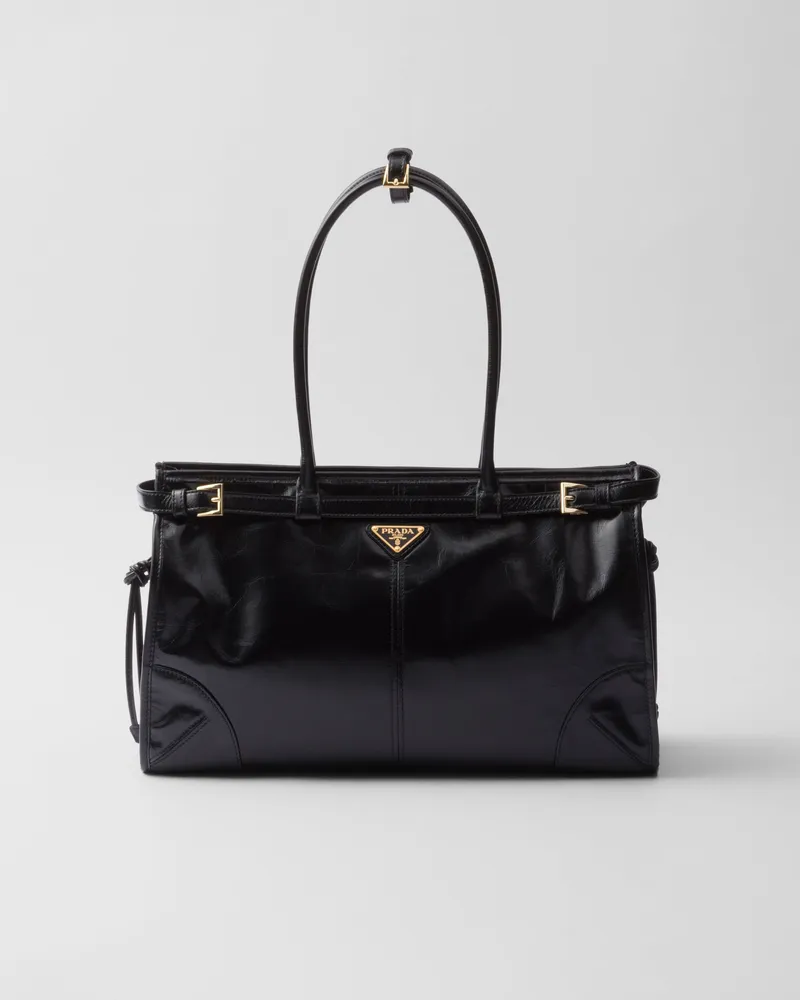 Prada Bonnie Große Handtasche aus Leder Schwarz