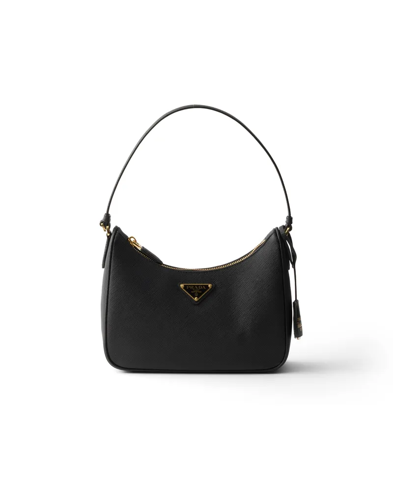 Prada Mini Bag Aus Saffiano-leder, Damen, Schwarz Schwarz