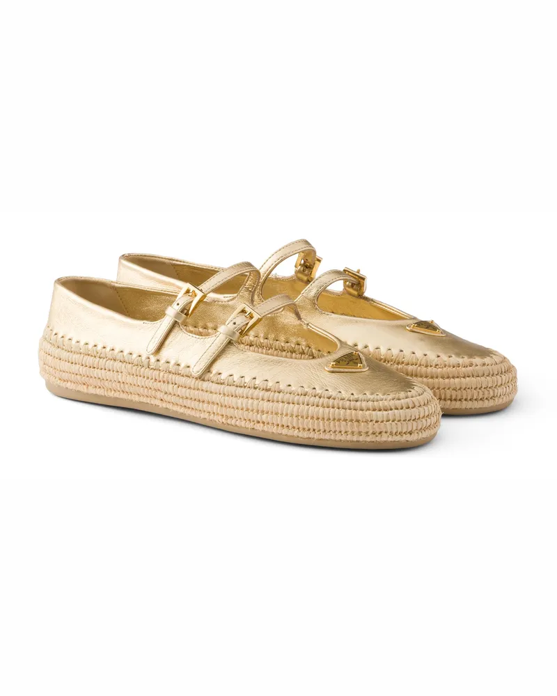 Prada Ballerinas Aus Mordoré-nappaleder, Damen, Platin, Größe Platin