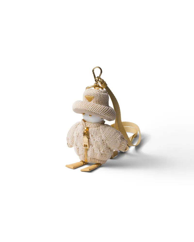 Prada Weicher Roboter-strickschlüsselanhänger, Damen, Creme Creme