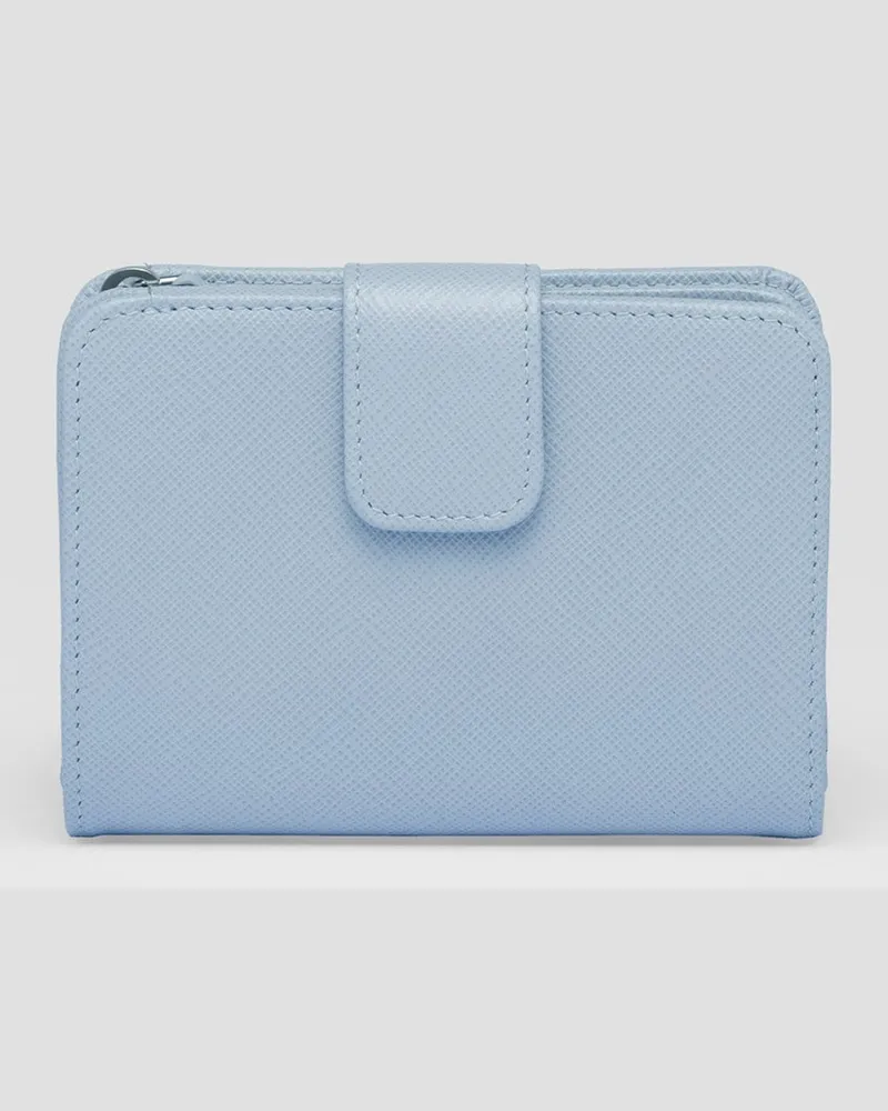 Prada Kleines Portemonnaie aus Saffiano Leder Blassblau