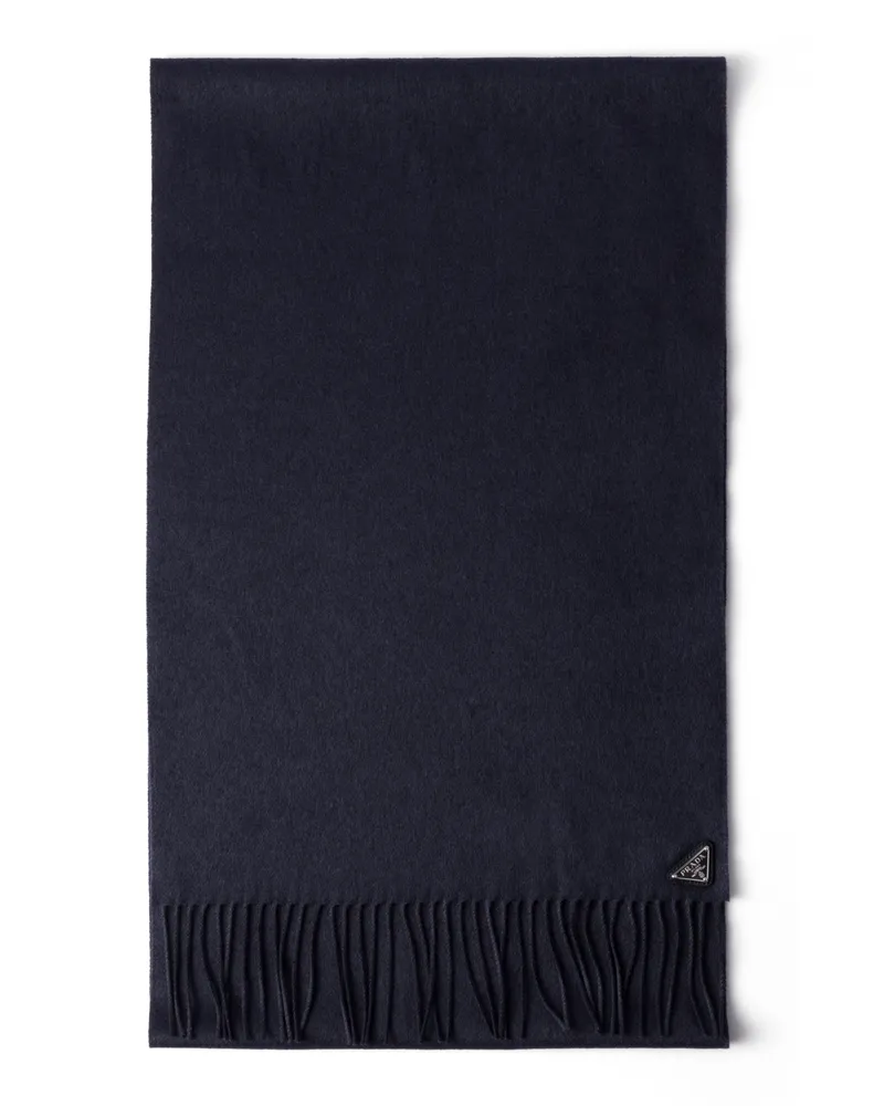 Prada Schal Aus Seide Und Kaschmir, Damen, Blau Blau