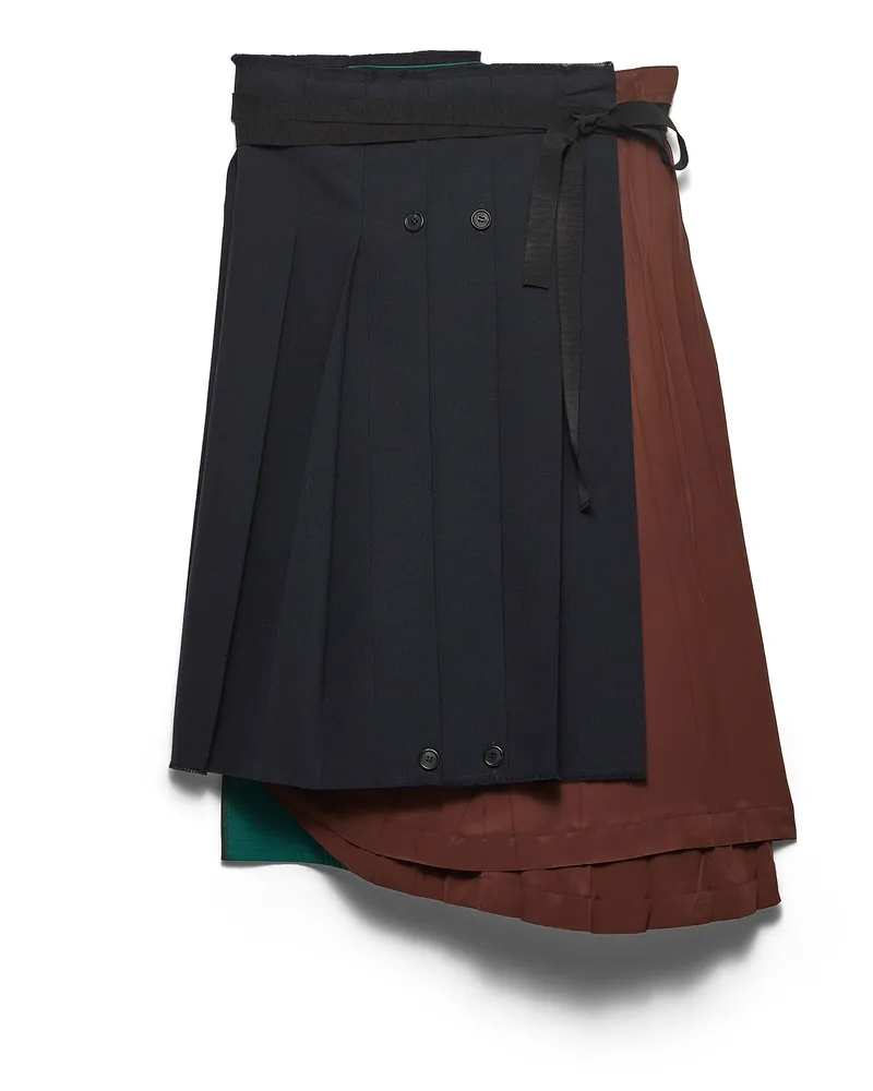 Prada Rock Aus Patchworkstoff Mit Rush-stich, Damen, Blau, Größe Blau