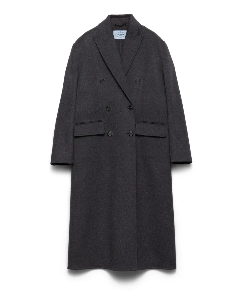 Prada Doppelreihiger Mantel Aus Doppel-kaschmirwolle, Damen, Schiefergrau, Größe Schiefergrau