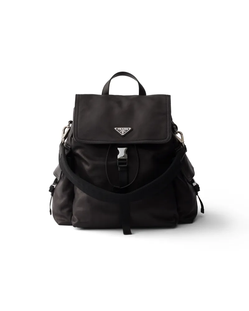 Prada Explore Rucksack Aus Leder, Herren, Schwarz Schwarz