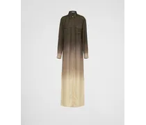 Prada Langes Kleid aus Seidentwill Camouflage