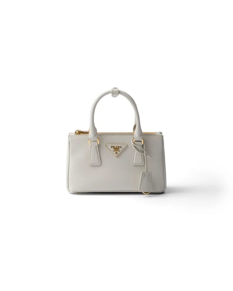 Prada Galleria Mini Bag Aus Saffiano-leder, Damen, Kalkweiss Kalkweiss