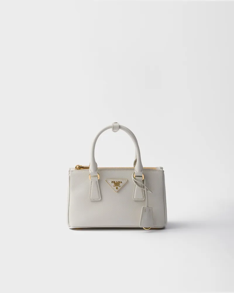 Prada Galleria Mini Bag aus Saffiano-Leder Kalkweiss